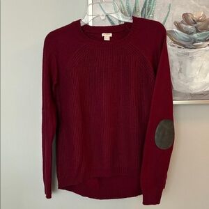 J.Crew Sweater Warmspun Swingy Elbow Patch Pullover Merino Wool blend SZ S